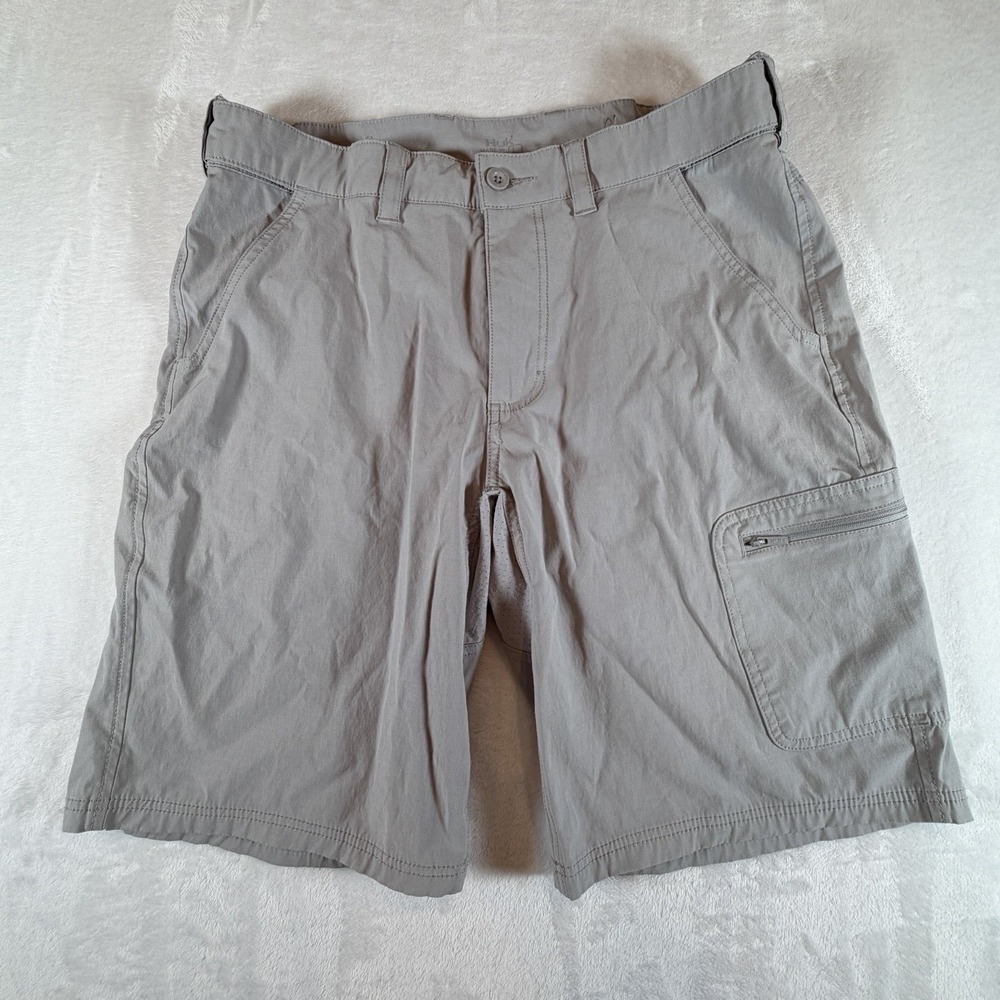 Huk Shorts Mens Sz L Cargo Fishing Gray Lightweight Performance Stretch Waist